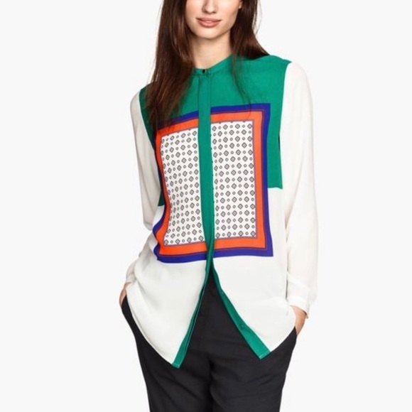 H&M Tops - H&M Colorblock Long Sleeve Button Down Blouse Size US 2